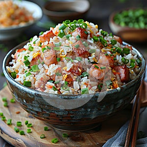 Asian Fried Rice with meat and vegetables