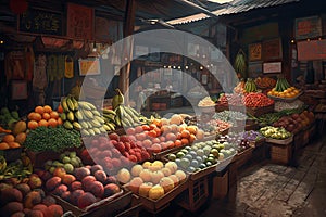 Asian fruit market. Generate Ai
