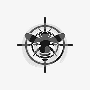 Asian giant hornet or bee icon red target. Anti wasp vector. Red prohibiting target