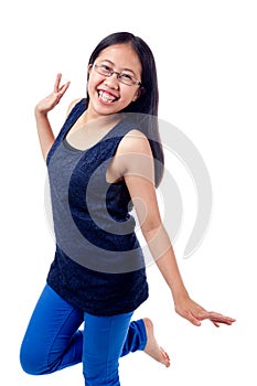 Asian Girl in Braces Striking a Pose