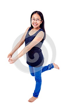 Asian Girl in Braces Striking a Pose