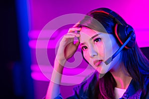 Asian girl cyber sport gamer