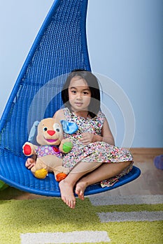 Asian girl with favourite bear