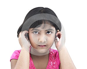 Asian girl of indian origin with earphone photo