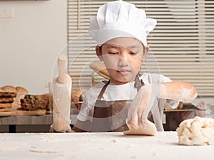 Asian girl making homemade bekery