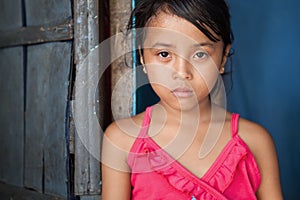 Asian girl in poverty photo