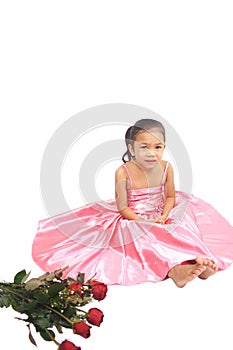 Asian girl with red roses