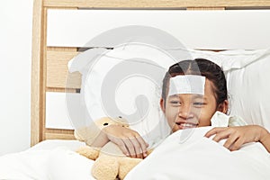 Asian girl sleeping in hospital