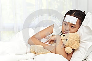 Asian girl sleeping in hospital
