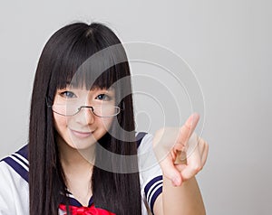 Asian girl student in school study hard uniform japanese style