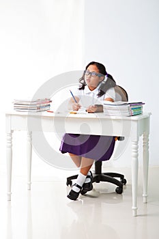 Asian Girl student studying and in class room