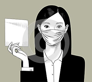 Asian girl with surgical mask on the face photo