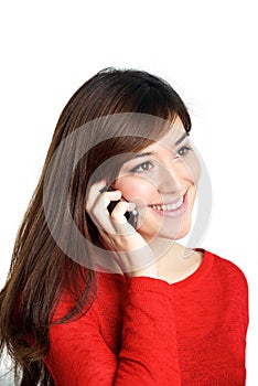 Asian girl talking mobile phone