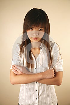 Asian girl unhappy