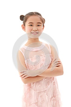 Asian girl on white background