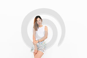 Asian girl with white background