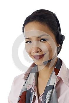 Asian girl working as customer service representative