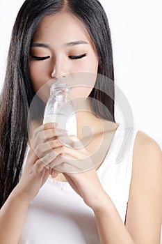Asian girls drink milk