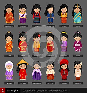 Asian girls in national dress.