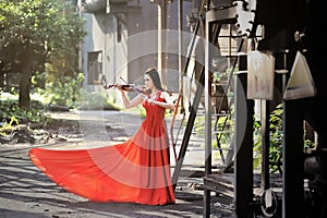 Asian girls show their beauty in abandoned factories