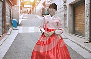 Asian girls wearing hanbok Which is a Korean national dress