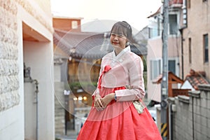Asian girls wearing hanbok Which is a Korean national dress