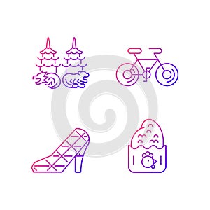 Asian gradient linear vector icons set.