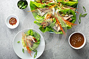 Asian grilled chicken ginger lettuce wraps