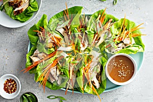 Asian grilled chicken ginger lettuce wraps