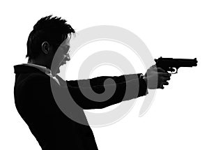 Asian gunman killer portrait shooting silhouette