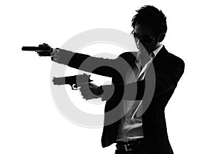 Asian gunman killer portrait shooting silhouette