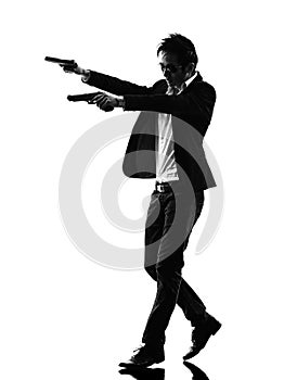 Asian gunman killer silhouette