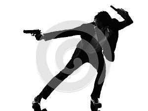 Asian gunman killer silhouette