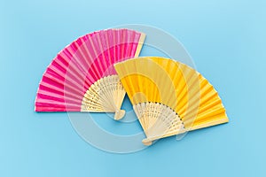 Asian hand fan made of bamboo and paper