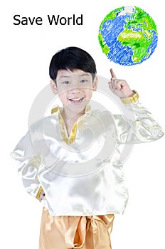 Asian happy boy in thai costume