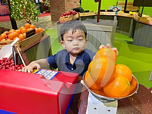 Asian happy child toddler boy