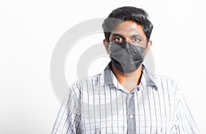 Black man wearing face mask protective from virus coronavirus