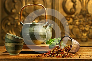 Asiático hierba té 