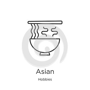 asian icon vector from hobbies collection. Thin line asian outline icon vector illustration. Outline, thin line asian icon for