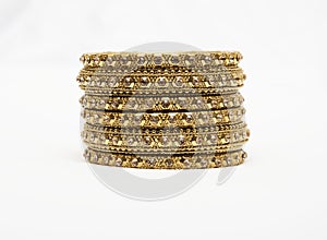 Asian Jewllery Gold bangals on a white background