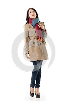 Asian lady with coat in winter