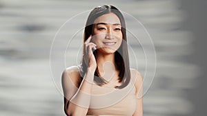 Asian lady doing empowering beauty campaign
