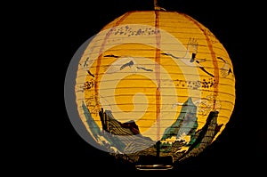 Asian lantern in the night sky