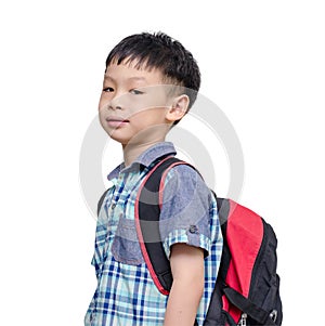 Asian lboy with school bag