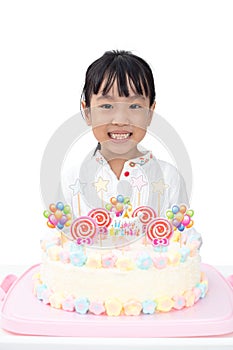 Asian Little Chinese girl celebrating birthday