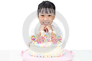 Asian Little Chinese girl celebrating birthday