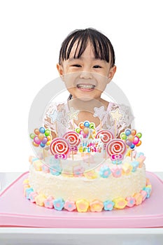 Asian Little Chinese girl celebrating birthday