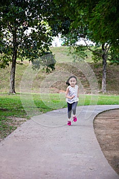 Asian Little Chinese Girl running happily