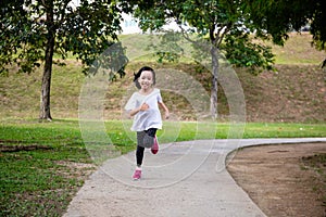 Asian Little Chinese Girl running happily