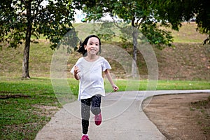 Asian Little Chinese Girl running happily